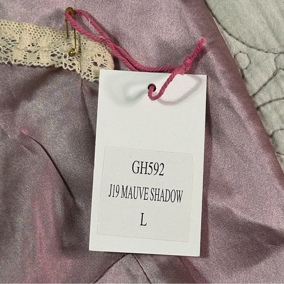 NEW Gold Hawk Silk Chemise Lace Cami Bow Detail Sz L Mauve Shadow - Picture 7 of 7